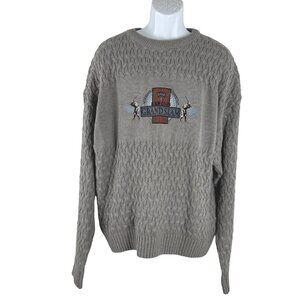 Grand Slam Golf Sweater Mens Large Gray Cable Knit Embroidered Oversized FS-1375